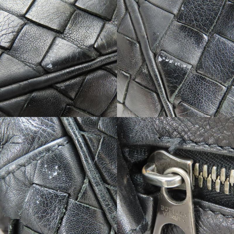 Bottega Veneta Shoulder Bag 113092 Intrecciato Leather Black Crossbody Braided