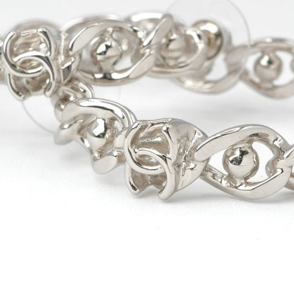 Chanel Earrings Earring Silver Coco Mark Hoop Earrings