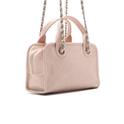 Chanel Matelasse Coco Mark 2WAY Handbag Caviar Skin Pink With Silver Hardware