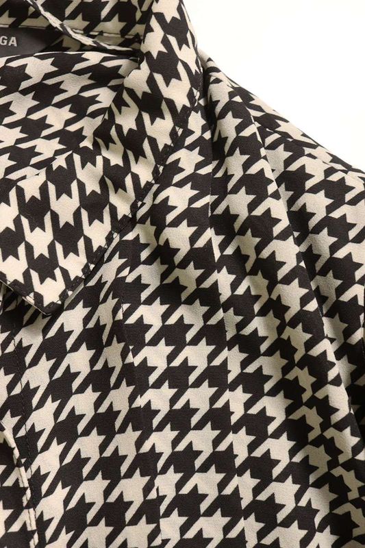 Balenciaga Pleated Dress Stola 832044 Hound's Tooth Belted Pleated Shawl Women's