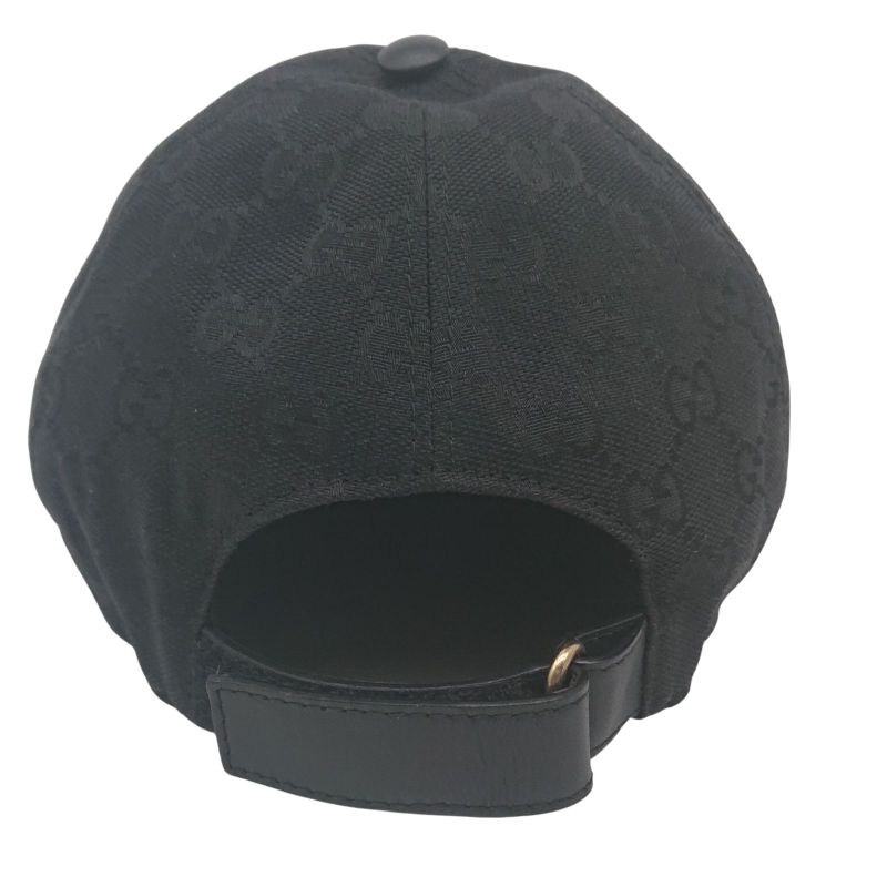 Gucci Cap Hat Sherry Line GG Canvas Black XL 60cm (23.62in)
