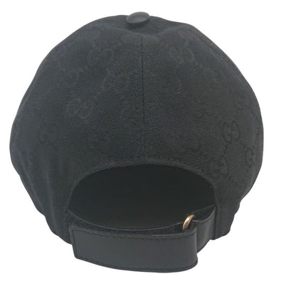 Gucci Cap Hat Sherry Line GG Canvas Black XL 60cm (23.62in)