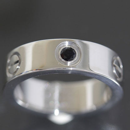 Cartier Love Ring Black Sapphire No 9.5 750 18K White Gold Box And Paper