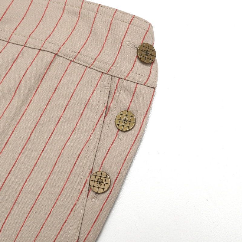 Chanel Pants Size 40 Striped Pattern CC Logo Coco Mark Button Made In Italy