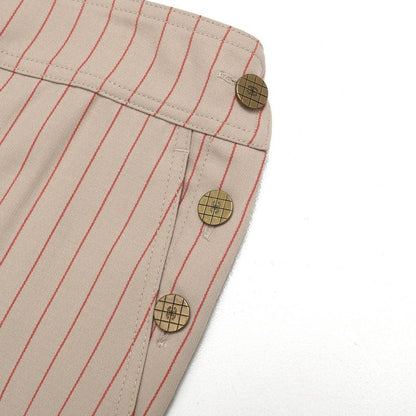 Chanel Pants Size 40 Striped Pattern CC Logo Coco Mark Button Made In Italy