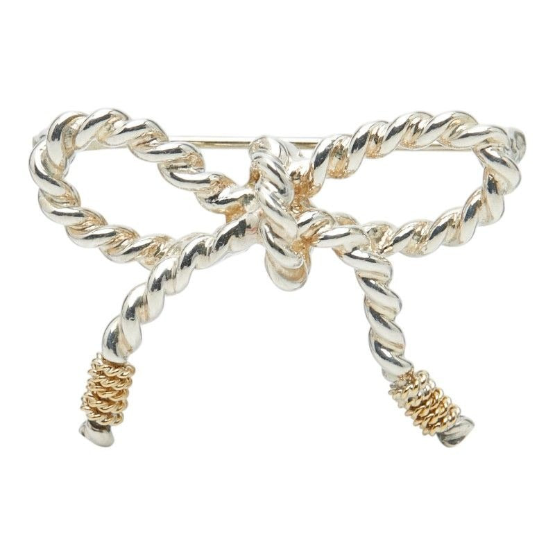 Tiffany & Co Twist Ribbon Brooch Silver Gold 18k Yellow