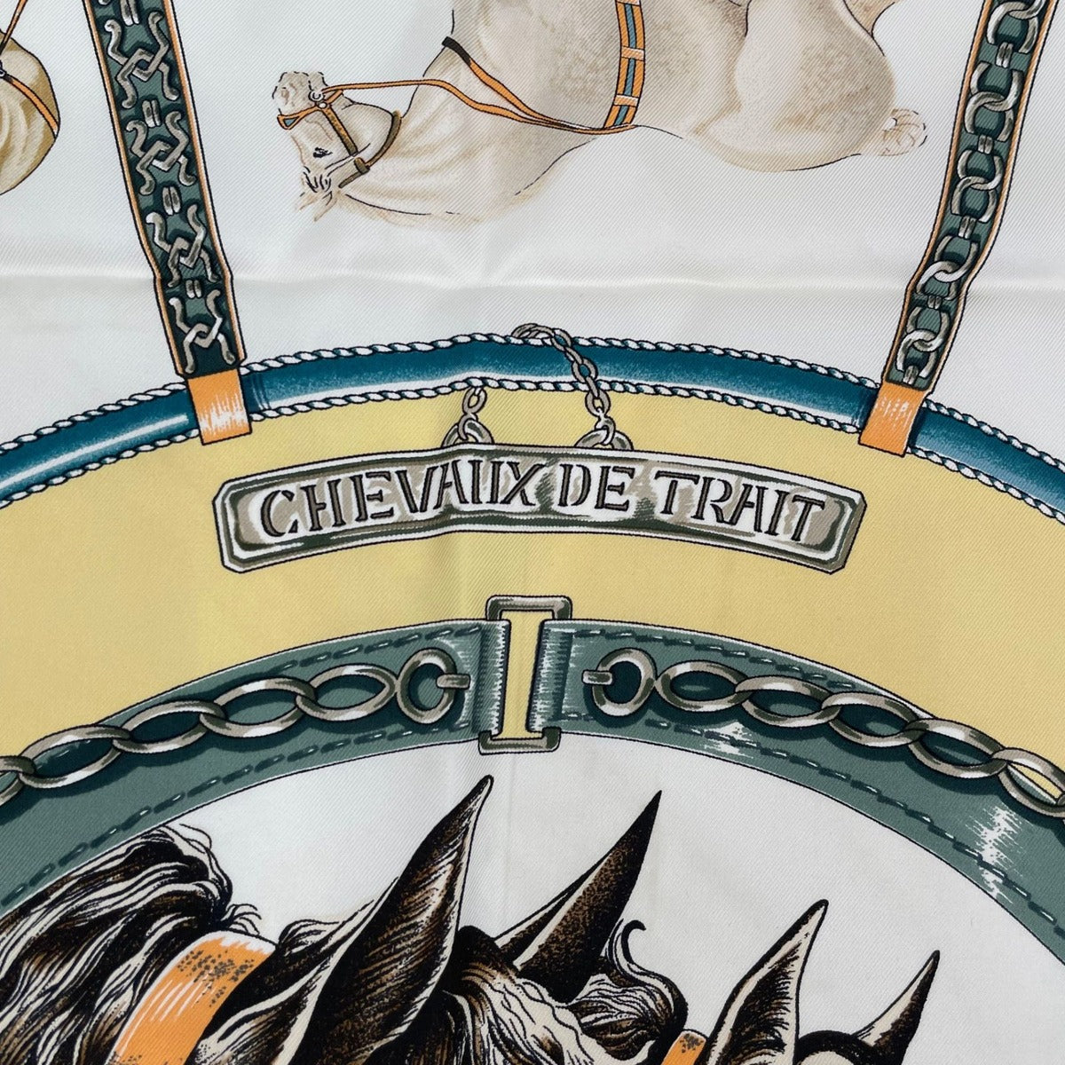 Hermes Scarf Silk Carre 90 Chevaux de Trait Yellow — view 7