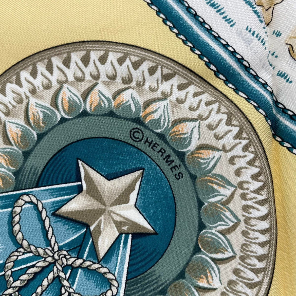 Hermes Scarf Silk Carre 90 Chevaux de Trait Yellow — view 9