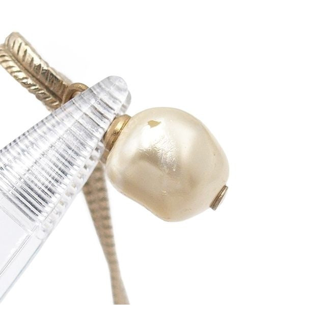 Chanel Necklace Gold Metal Costume Pearl CC Logo — view 6