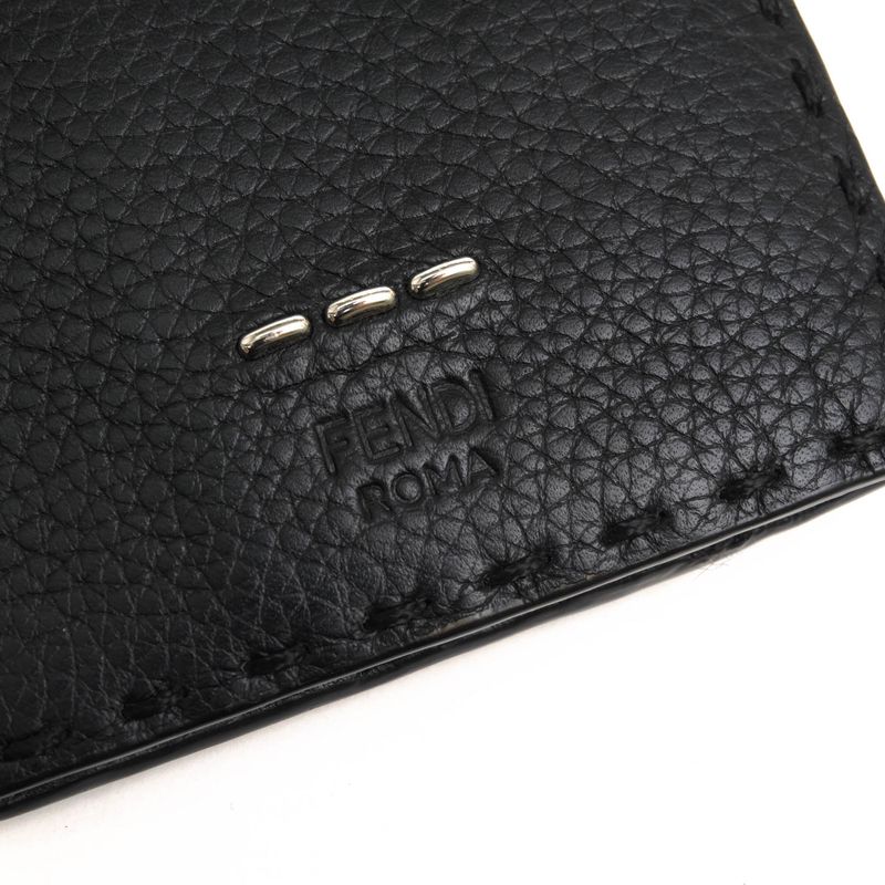 Fendi Wallet Men Wallet Leather Genuine Black 7m0194 O7n Fogxn Coin Wallet
