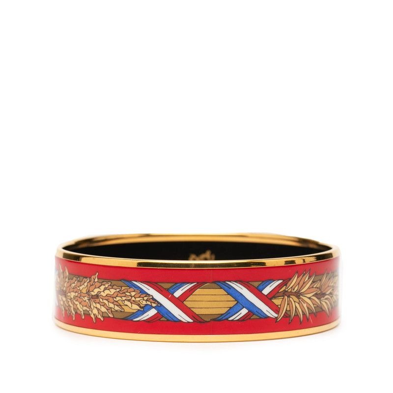Hermes Enamel GM Cloisonne Gold Red Multicolor Plated