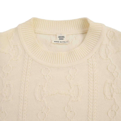 Hermes 22aw Morning Stroll Wool and Cashmere Cable Pullover Knit 2h2666d6 Ivory