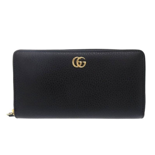 Gucci Round Zipper GG Marmont Leather Black Long Wallet 1001