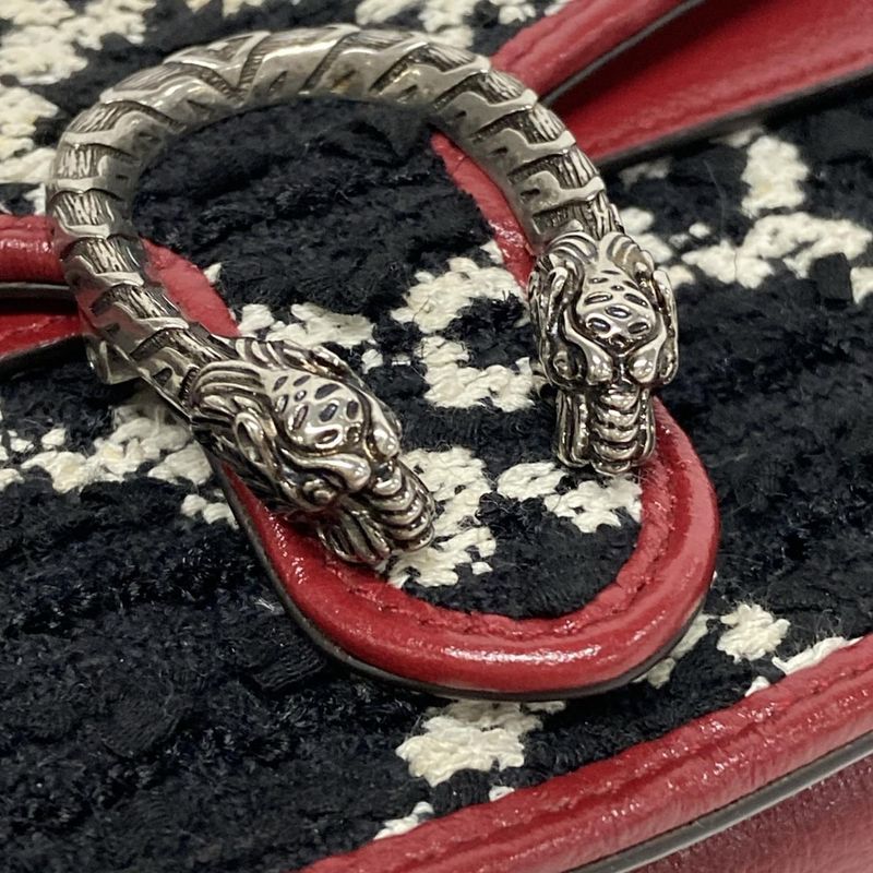 Gucci Shoulder Bag Dionysus 476432 Black White And Bordeaux Chain Shoulder/mini