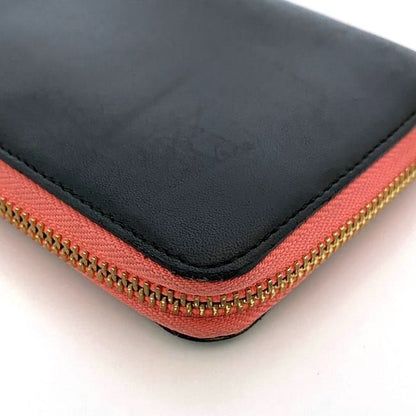 Loewe Round Zipper Long Wallet Black Pink Anagram Wallet