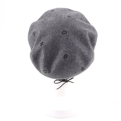 Hermes Cashmere Saint Honore Charm Leather Beret Gray 58 Handbag — view 4