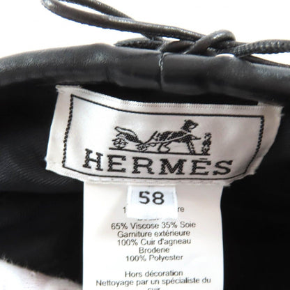 Hermes Cashmere Saint Honore Charm Leather Beret Gray 58 Handbag — view 9