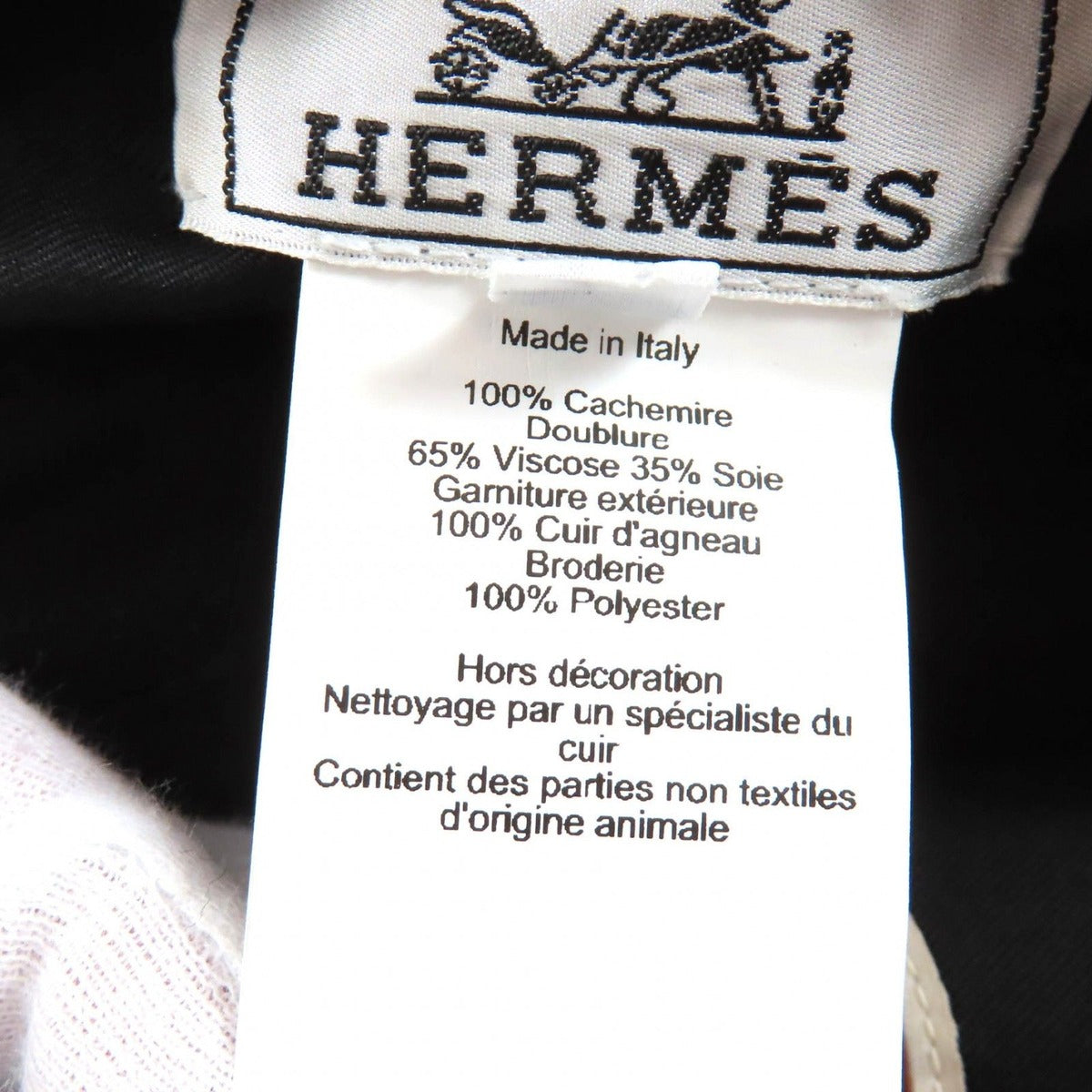 Hermes Cashmere Saint Honore Charm Leather Beret Gray 58 Handbag — view 10