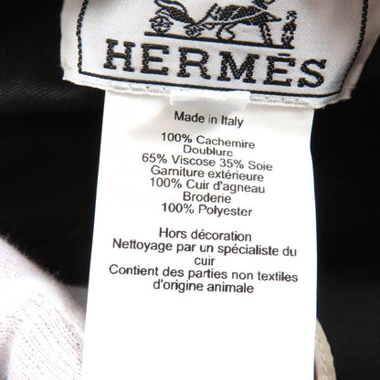 Hermes Cashmere Saint Honore Charm Leather Beret Gray 58 Handbag — view 10