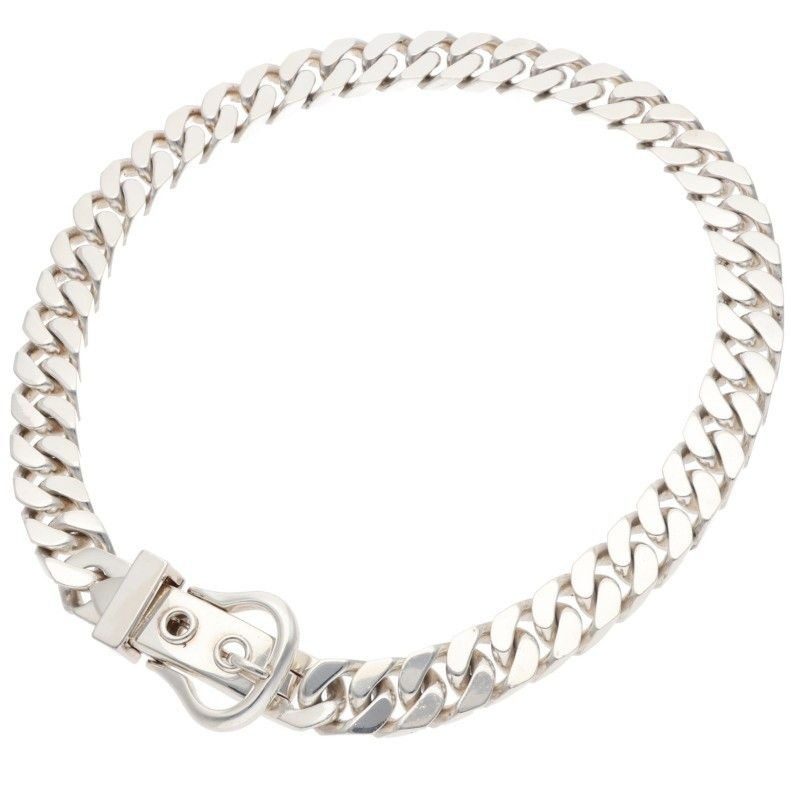 Hermes Boucle Series MM Silver Necklace MM
