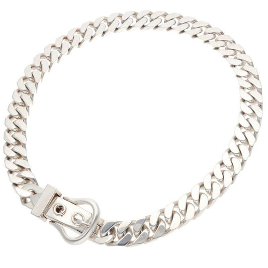 Hermes Boucle Series MM Silver Necklace MM
