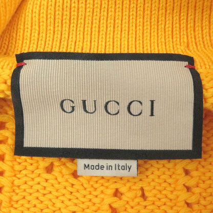 Gucci 737654 100% Cotton Perforated GG Webline Sweater Long Sleeve Knit Yellow