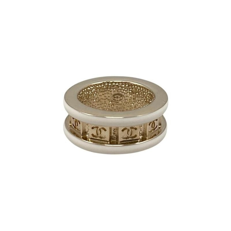 Chanel Ring Coco Mark Abc394 B24 C Gold White