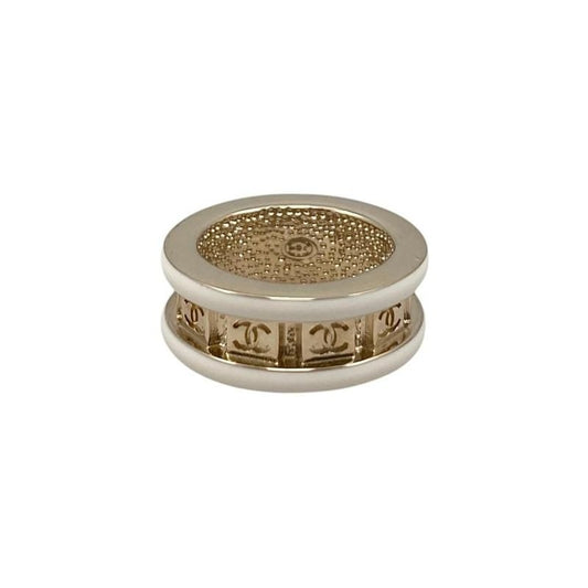 Chanel Ring Coco Mark Abc394 B24 C Gold White