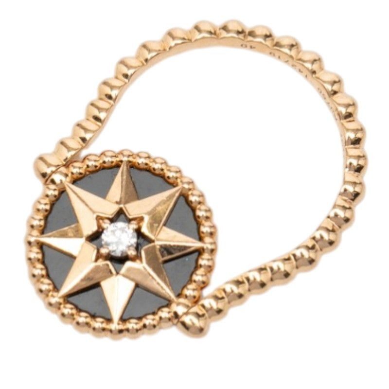 Dior Rose Devan Ring 49 Gold Black 18k Pink Onyx Diamond