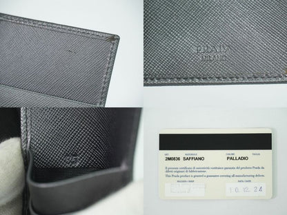 Authentic Prada Saffiano Leather Long Wallet Long Wallet Silver 2m0836 Saffiano