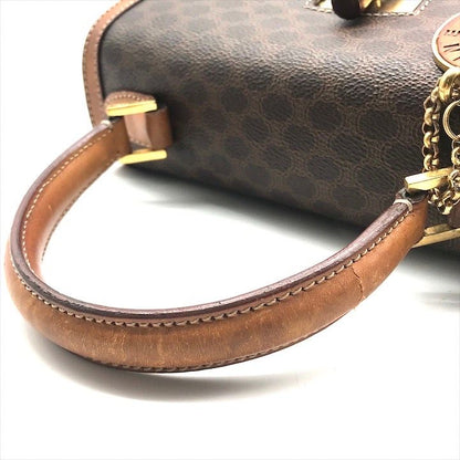 Celine Macadam Turnlock Charm Leather Hand Bag Brown Vintage