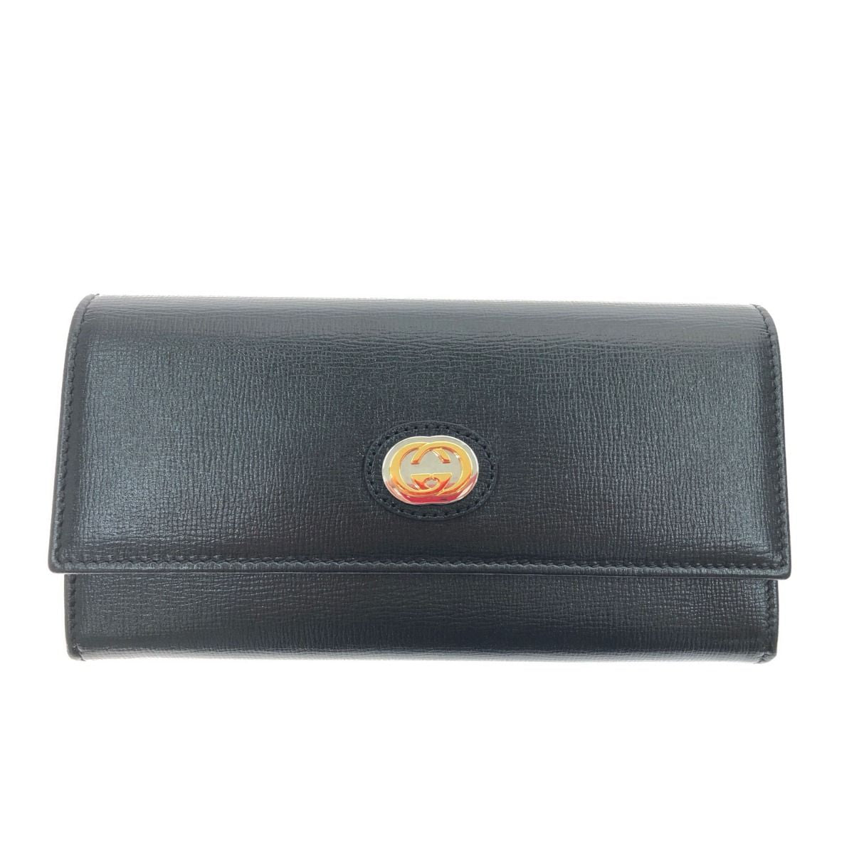 Gucci Women's Long Wallet Interlocking G Marina Leather 598531 Black