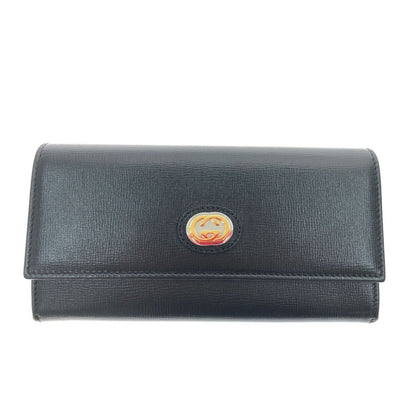 Gucci Women's Long Wallet Interlocking G Marina Leather 598531 Black