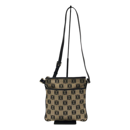 Loewe Anagram Canvas Shoulder Bag Beige Black
