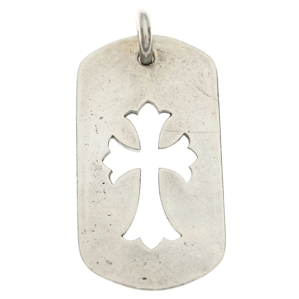 Chrome Hearts D Tag Lrg CO Crs Cutout Cross Large Dog Tag Necklace Top
