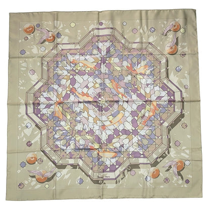 Hermes Scarf Silk Carre 90 Sous les Oranges Under the Orange Tree Beige — view 2