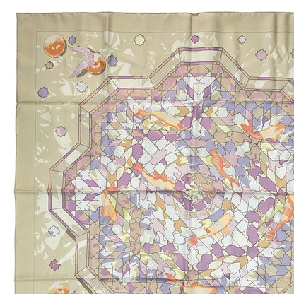 Hermes Scarf Silk Carre 90 Sous les Oranges Under the Orange Tree Beige — view 3