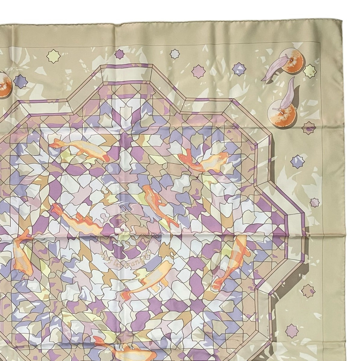 Hermes Scarf Silk Carre 90 Sous les Oranges Under the Orange Tree Beige — view 4