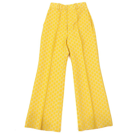 Gucci 20AW 627877 Wool Silk GG Jacquard Flared Pants Bell Bottom Trousers