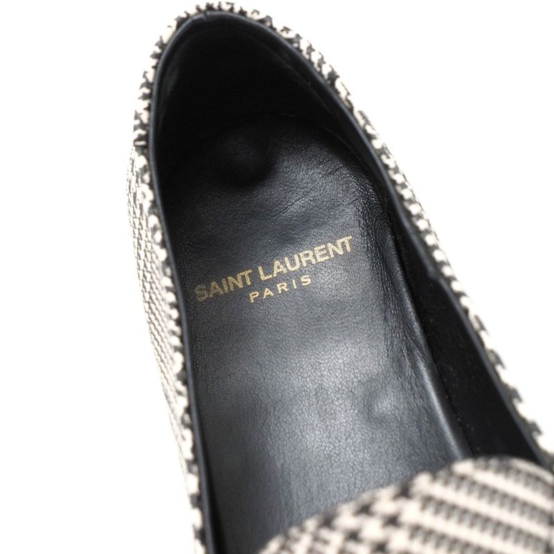 Saint Laurent Paris Loafers Size 40 Staggered Check Logo Smoo Scuff Zipper