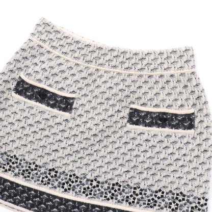 CHANEL P39241k02786 Mohair Silk Cashmere Coco Button Knit Miniskirt Grayish 36