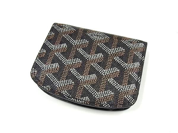 Goyard Herringbone Leather Coin Case Coin Purse Ladies Men's Black Bp4055
