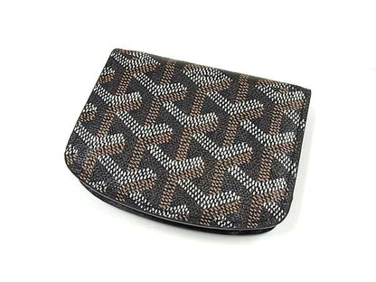 Goyard Herringbone Leather Coin Case Coin Purse Ladies Men's Black Bp4055