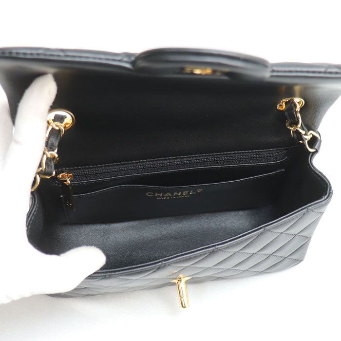 Chanel Mini Classic Handbag Shoulder Bag Black A69900 Ladies Preowned