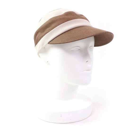 Hermes Goatskin Cotton Lined 100% Linen Leather Switching Cap Brown Beige 58