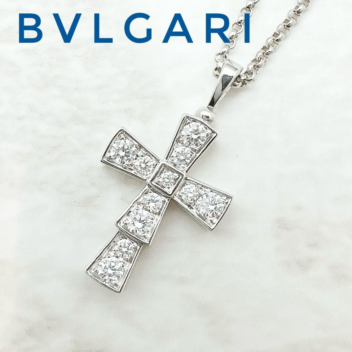 Bvlgari Serpenti Cross Diamond White Gold Necklace