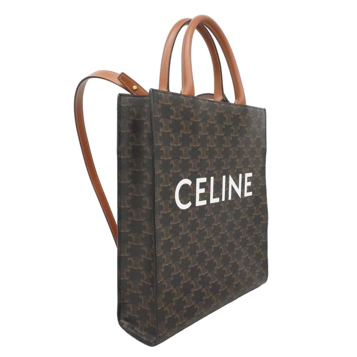 Celine Tote Trio Vertical Cover Brown Black Gold 2-Way — view 2