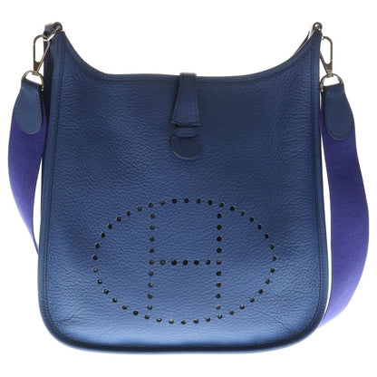 Hermes Evelyne PM Taurillon Clemence Shoulder Bag Blue Leather