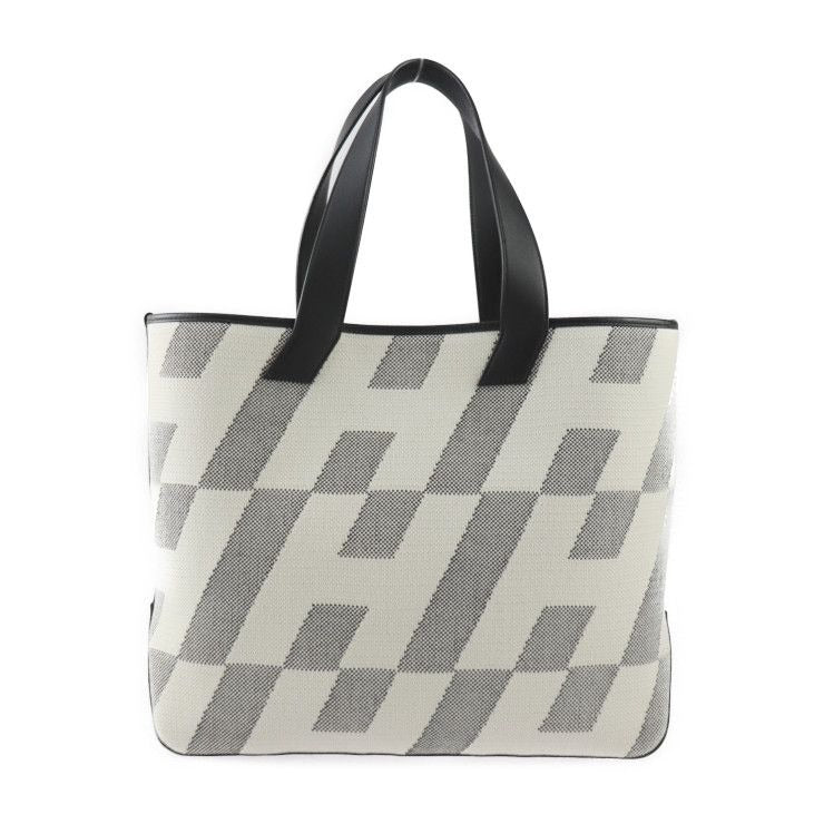 Hermes H Ambier GM Tote Bag Toile Ashe Vosluft Ecru Black Handbag Stamped
