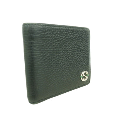 Gucci Wallet Interlocking Leather Black Silver — view 2